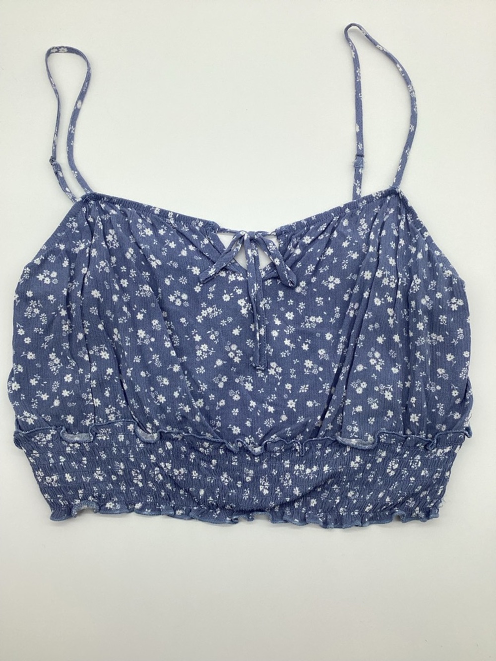 Hippie Rose Periwinkle Floral Smocked Crop Cami NWT